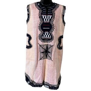 Embroidered woven ethnic boho tunic kaftan dress